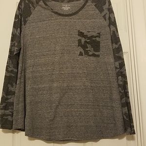 Lane Bryant,  long sleeve tee, gray camo